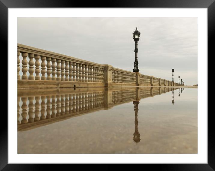 Lamppost reflections in Cadiz Framed Mounted Print by Leighton Collins