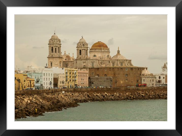 Cadiz cathedral in Spain Framed Mounted Print by Leighton Collins