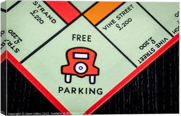 The Free Parking square on a UK Monopoly Board  Canvas Print by Dave Collins