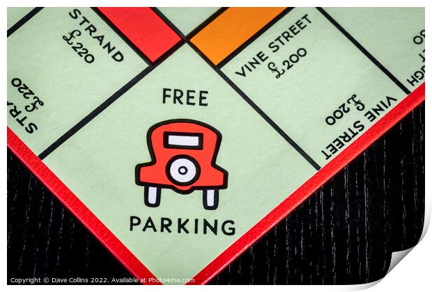 The Free Parking square on a UK Monopoly Board  Print by Dave Collins