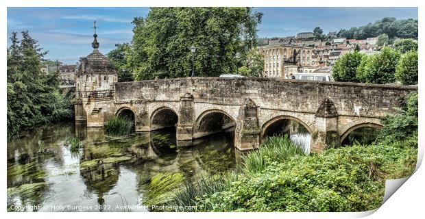 Bradford on Avon Bridge with reflections in the water  Print by Holly Burgess