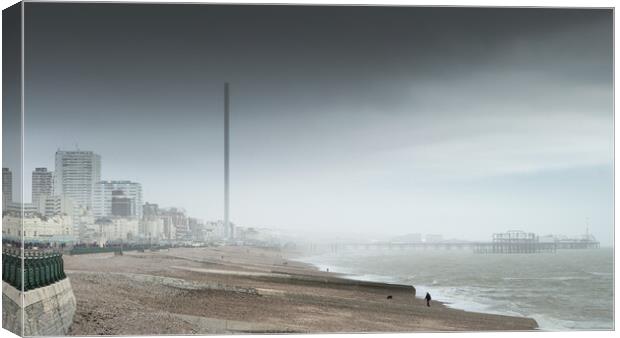 Brighton Beach, Stormy Day Canvas Print by Mark Jones
