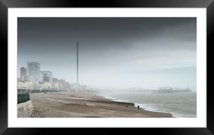 Brighton Beach, Stormy Day Framed Mounted Print by Mark Jones