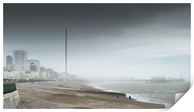 Brighton Beach, Stormy Day Print by Mark Jones