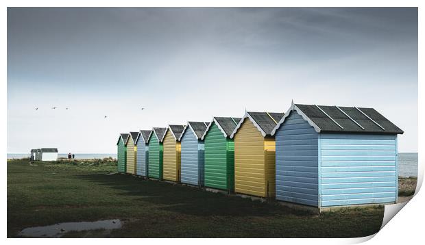 Beach Huts, Littlehampton Print by Mark Jones