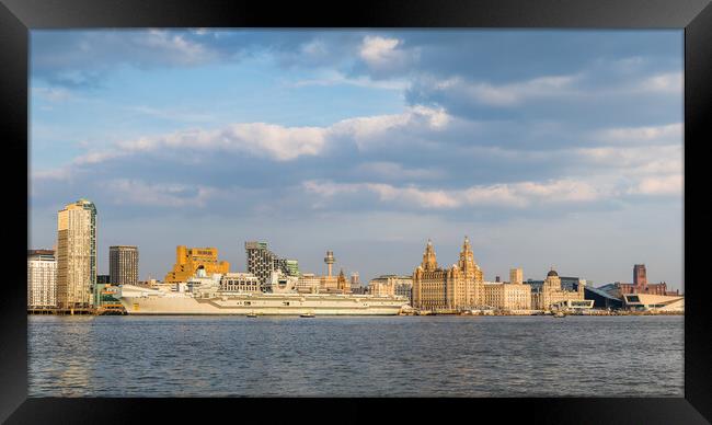 HMS Queen Elizabeth on the Liverpool waterfront Framed Print by Jason Wells