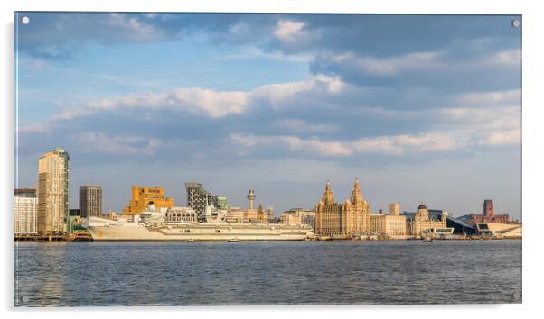 HMS Queen Elizabeth on the Liverpool waterfront Acrylic by Jason Wells