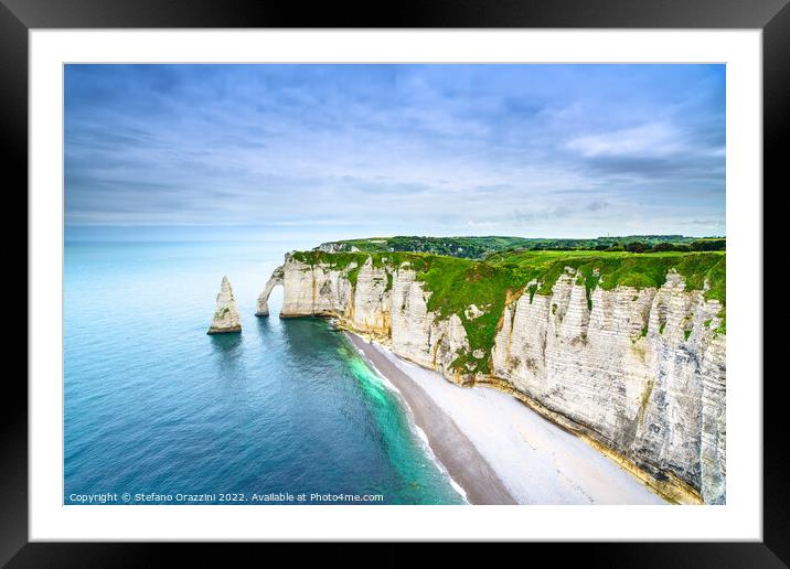 Etretat, the cliff of Aval cliff. Normandy, France. Framed Mounted Print by Stefano Orazzini