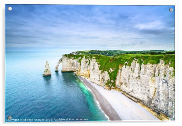 Etretat, the cliff of Aval cliff. Normandy, France. Acrylic by Stefano Orazzini