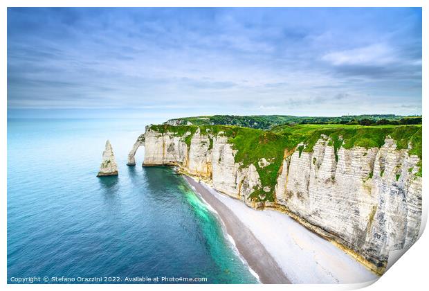 Etretat, the cliff of Aval cliff. Normandy, France. Print by Stefano Orazzini