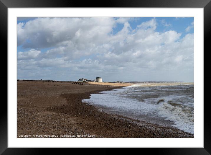 The beach at Pevensey Bay. Framed Mounted Print by Mark Ward