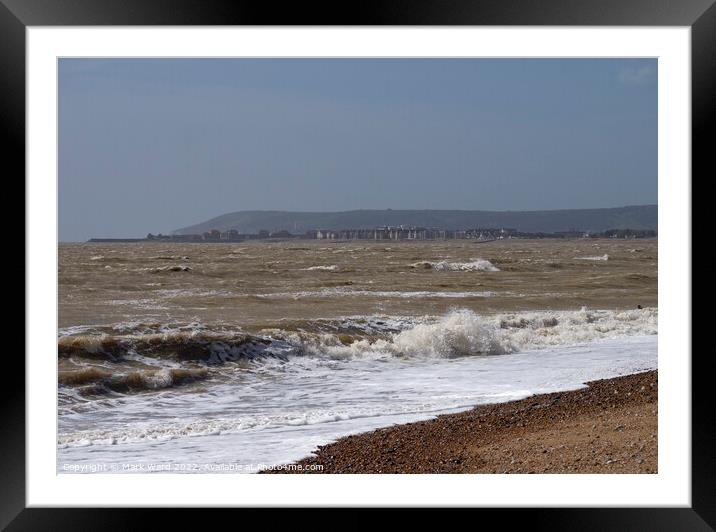 Eastbourne across the water from Pevensey Bay. Framed Mounted Print by Mark Ward