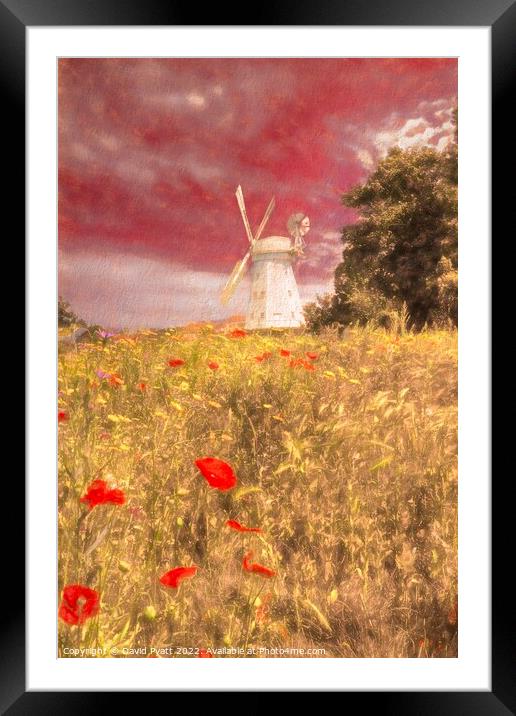Hillside Windmill Framed Mounted Print by David Pyatt
