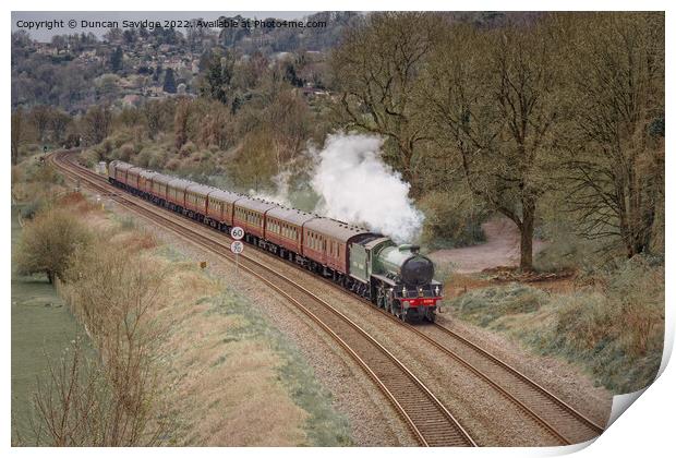 61306 'Mayflower' travelling through the Limpley Stoke Valley on Steam Dreams Excursion to Bath from London Victoria on 5th April 2022 Print by Duncan Savidge
