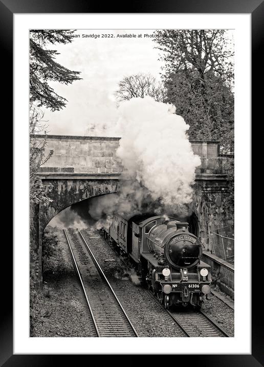 61306 'Mayflower' blasts into Sydney Gardens on Steam Dreams Excursion to Bath from London Victoria on 5th April 2022 (expresso black and white mono version) Framed Mounted Print by Duncan Savidge