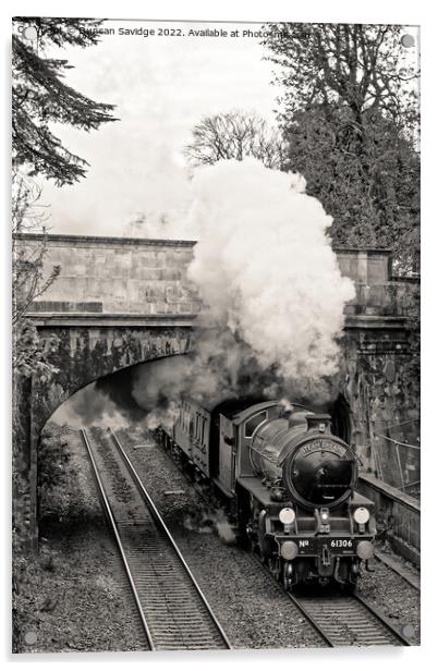 61306 'Mayflower' blasts into Sydney Gardens on Steam Dreams Excursion to Bath from London Victoria on 5th April 2022 (expresso black and white mono version) Acrylic by Duncan Savidge