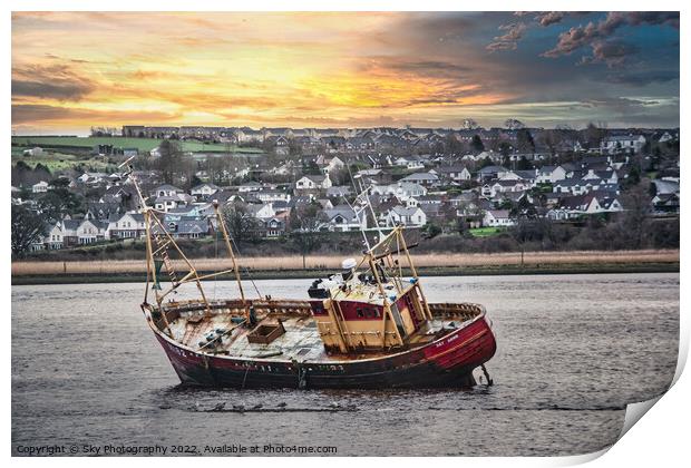 Boat wreck On the river Foyle Derry/Londonderry No Print by Sky Photography