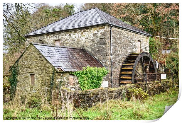 Old Irish saw-mill, water wheel located in Donemana Northern Ireland Print by Sky Photography