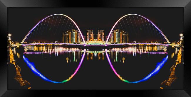 Gateshead Millennium Bridge at night – photo manipulation Framed Print by David Graham