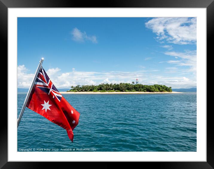 Australia Flag at Low Island, Great Barrier Reef  Framed Mounted Print by Mark Poley