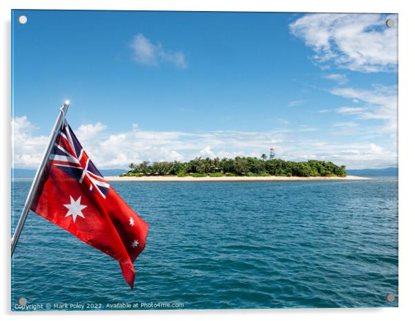 Australia Flag at Low Island, Great Barrier Reef  Acrylic by Mark Poley