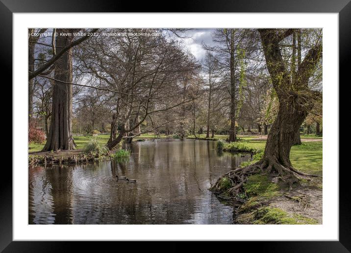 Stream and garden Framed Mounted Print by Kevin White