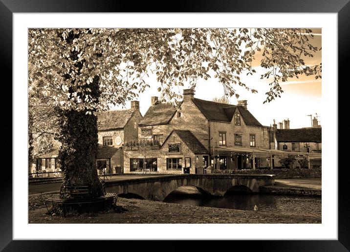 Bourton on the Water Autumn Trees Cotswolds Framed Mounted Print by Andy Evans Photos