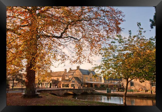 Bourton on the Water Autumn Trees Cotswolds UK Framed Print by Andy Evans Photos