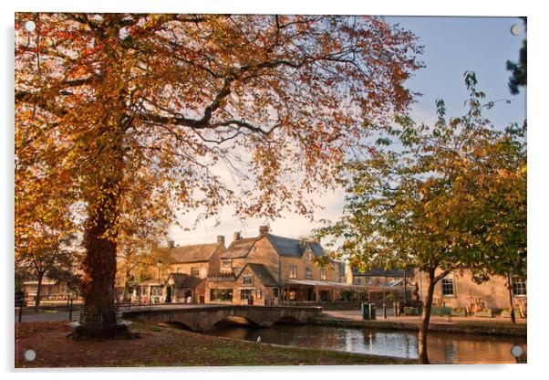 Bourton on the Water Autumn Trees Cotswolds UK Acrylic by Andy Evans Photos