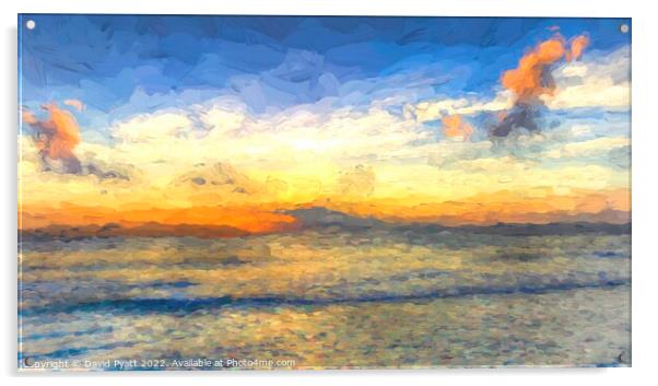 Caribbean Sunset Sea Art Acrylic by David Pyatt