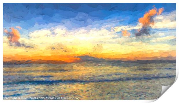 Caribbean Sunset Sea Art Print by David Pyatt