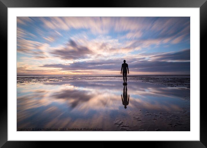 Sunset at Anthony Gormley's Another Place in Crosb Framed Mounted Print by Katie McGuinness