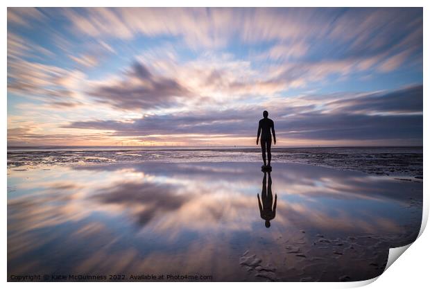 Sunset at Anthony Gormley's Another Place in Crosb Print by Katie McGuinness