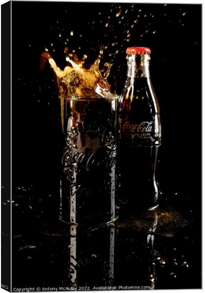 Coca Cola Ice Cube Splash Canvas Print by Antony McAulay