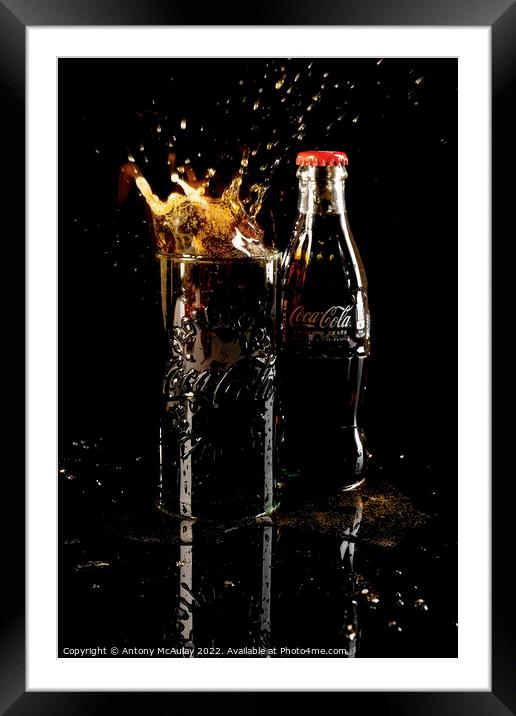 Coca Cola Ice Cube Splash Framed Mounted Print by Antony McAulay
