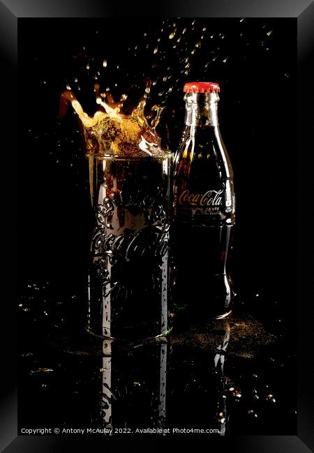 Coca Cola Ice Cube Splash Framed Print by Antony McAulay