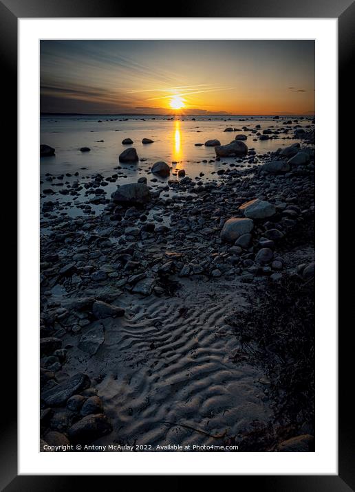 Hittarp Rocky Coastline at Sunset Framed Mounted Print by Antony McAulay