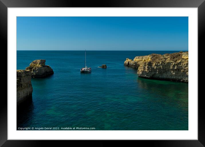Albufeira Coast Boat Tour Framed Mounted Print by Angelo DeVal