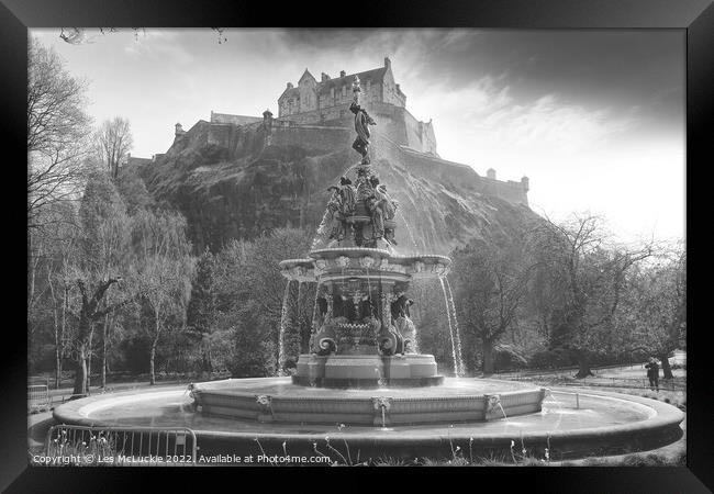 Majestic Fountain of Edinburgh Castle Framed Print by Les McLuckie