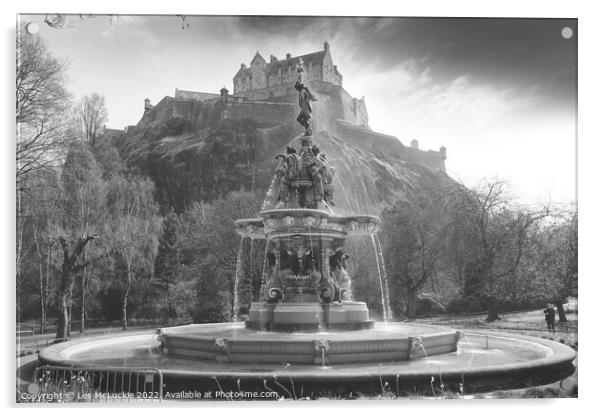 Majestic Fountain of Edinburgh Castle Acrylic by Les McLuckie