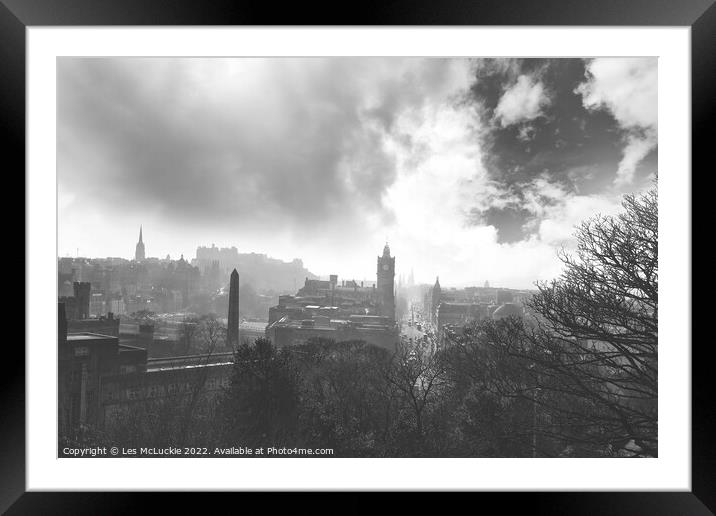 Majestic Edinburgh Castle A Dramatic View Framed Mounted Print by Les McLuckie