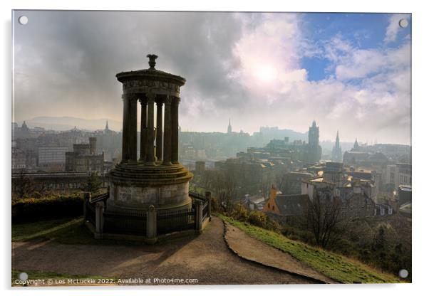 Mystical Edinburgh Fog Acrylic by Les McLuckie