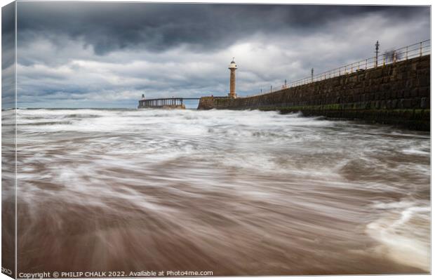 Stormy day at Whitby 700 Canvas Print by PHILIP CHALK
