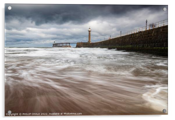 Stormy day at Whitby 700 Acrylic by PHILIP CHALK