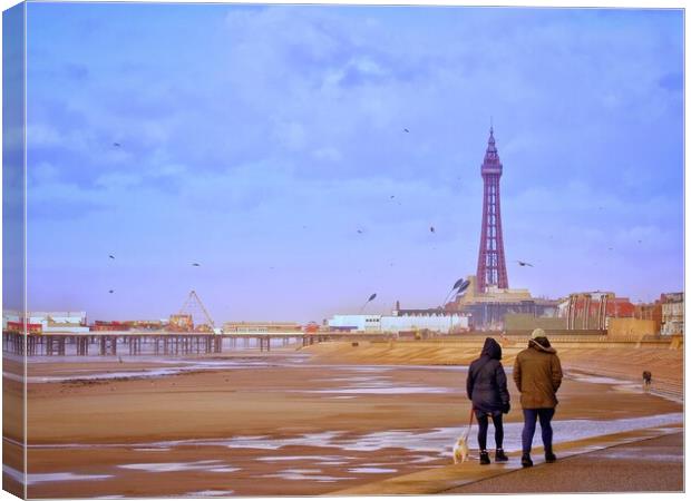 Blackpool Promenade  Canvas Print by Victor Burnside
