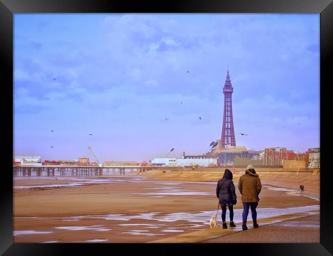 Blackpool Promenade  Framed Print by Victor Burnside