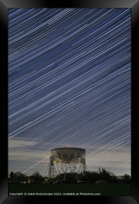 Jodrell Bank radio telescope star trails Framed Print by Katie McGuinness