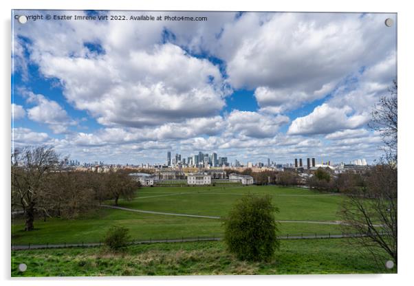 The skyline of London from Greenwich Park Acrylic by Eszter Imrene Virt