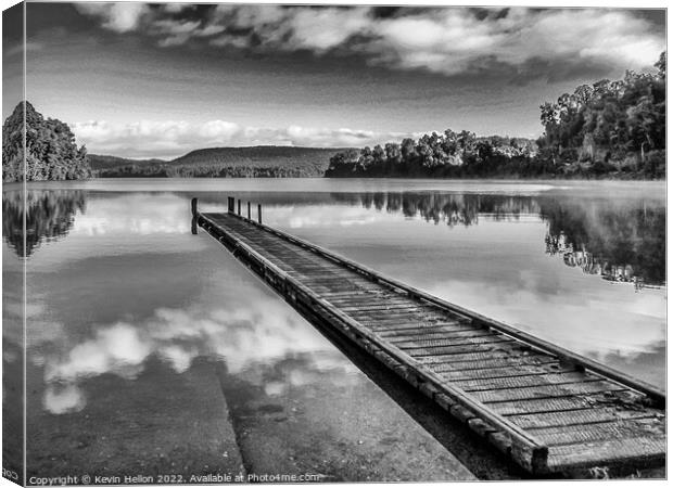 Cloud reflections early morning, Lake Mapourika, South Island Ne Canvas Print by Kevin Hellon
