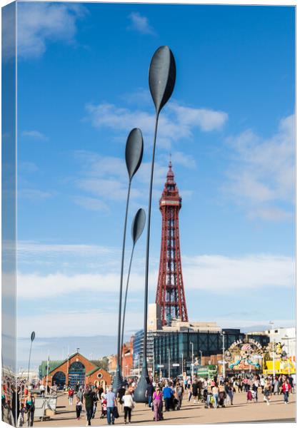Busy promenade on the Blackpool seafront Canvas Print by Jason Wells